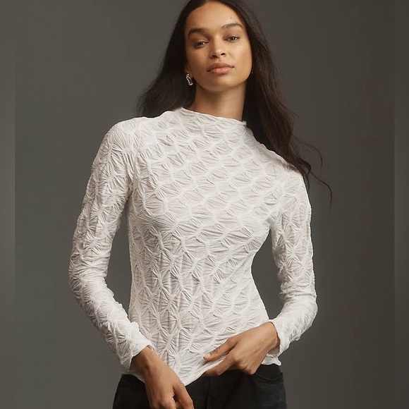Anthropologie Tops - Anthropologie Long Sleeve Mock Neck Textured Top Size: XS